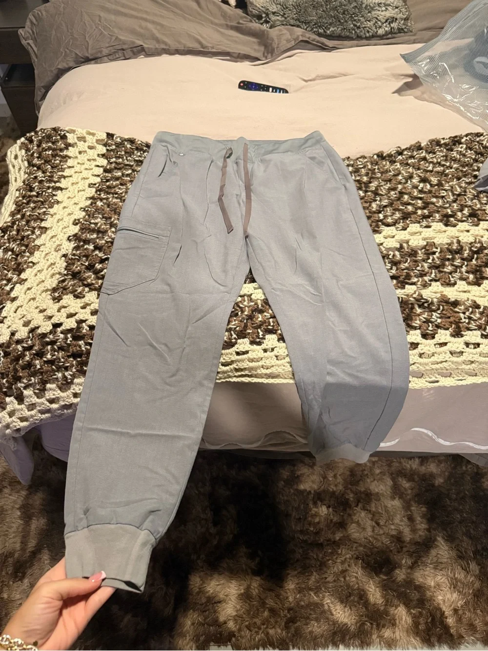 Gray Jogger Pants and scrub top Casual Drawstring Sweatpants